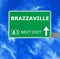 BRAZZAVILLE road sign against clear blue sky