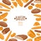 Bread background. Vector bakery products.