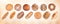 Bread  baguettes and cake collection on beige background