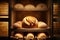 Bread in the bakery. Freshly baked bread in the oven