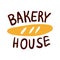 Bread and bakery house logo and icon with lettering