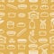 Bread and bakery products seamless pattern. Bakery items.