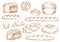 Bread and bakery sketch icons