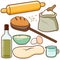 Bread baking recipe ingredients. Vector illustration set