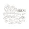 Bread Basket And Other Bakery Products Hand Drawn Realistic Sketch