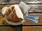 Bread basket in weathered table