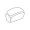Bread brick one line art. Continuous line drawing of loaf of white bread.