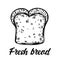 Bread brioche vector icon. Organic grain baked goods. Half a loaf for breakfast. Fresh yeast pastry with sesame seeds