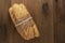 Bread buns baguettes on wooden table, rustic style. Pastry, breakfast, bread for sandwich isolated, copy space