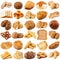 Bread collage on white background