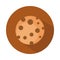 Bread cookie with chips chocolate menu bakery food product block and flat icon