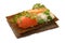 Bread crisp with salmon, soft cheese and chervil