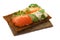 Bread crisp with salmon, soft cheese and chervil