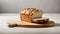 Bread cut on a kitchen board on a white background, isolated.