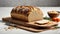 Bread cut on a kitchen board on a white background, isolated.