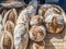 Bread exposed in a wicker basket