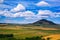 Bread field, sky, mountains