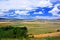 Bread field, sky, mountains