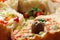 Bread filled with vegetables food background