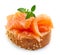 Bread with fresh salmon fillet