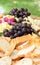 Bread, fruit and cheese platter