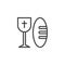 Bread and holy wine cup outline icon