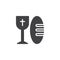 Bread and holy wine cup vector icon