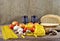 Bread and ingredients on the table