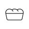 Bread. Linear icon of rectangular loaf of fresh bread. Black simple illustration of bakery products. Bakeshop logo. Contour