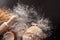 Bread loaf homemade with kneader on black table top background