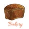 Bread loaf sketch icon for bakery shop