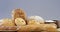 Bread loaves with wheat grains and flour