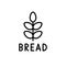 Bread logo with lettering. Minimalistic icon of ear of wheat, buckwheat or rice sprig with text. Black illustration of natural