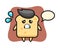 Bread mascot character with afraid gesture