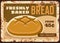 Bread metal rusty plate, bakery shop vintage sign
