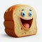 Bread Personified: A Cheerful, Humanized Loaf Laughs on a White Background. Generative AI.