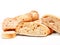 Bread pieces on a white background