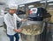 Bread process by using flour mixing machine