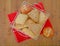 Bread rolls in basket on the table