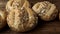 Bread rolls sprinkled with salt and caraway.