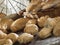 Bread on a rustic wooden countertop