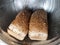 Bread sandwich whole wheat and seeds in bakery center america, fresh, organic product of the day.