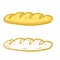 Bread. Set Of Loaves. Natural farm product. The logo of the bakery. Cartoon illustration. Brown fried crust