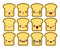Bread Slice Toast Cartoon Mascot character funny cartoon set with different emotions on the kawaii face. Flat design