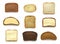 Bread sliced. Healthy natural baking food top view of bread pieces decent vector breakfast products realistic pictures