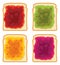 Bread slices with fruit jam, vector