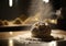 bread sourdough on wooden background. Freshly kneaded sourdough in fermentation process