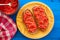 Bread toasted slices with grated tomato