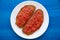 Bread toasted slices with grated tomato