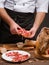 Bread with tomatoes and jamon. Spanish delicacy